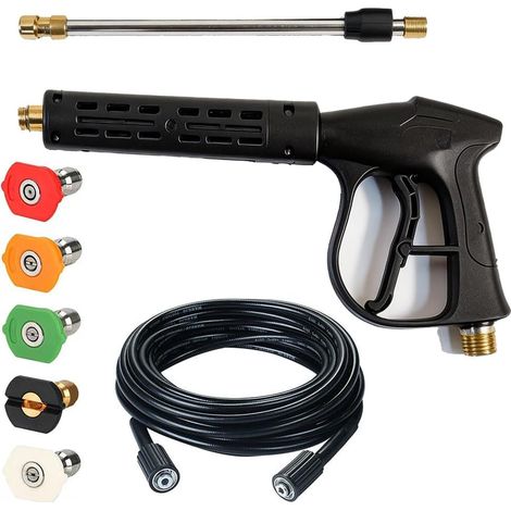 Lance High Pressure Cleaner, High Pressure Washer Gun, High Pressure Gun, 4000PSI High Pressure Cleaning with Replacement Extension, 5 Tips, 8 m Hose, for Car Washing (1/5)