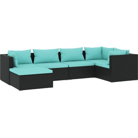 Maison Exclusive - Set Salotto da Giardino 6 pz con Cuscini in Polyrattan Nero (1/5)