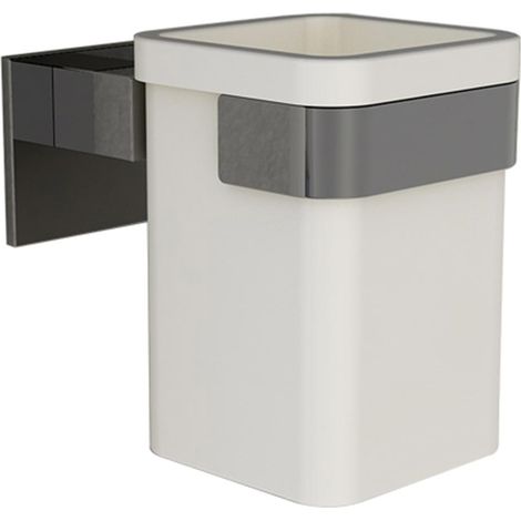 Portabicchiere Square de metal cromado y vidrio satinado 7 × 10 × 10 cm (1/3)