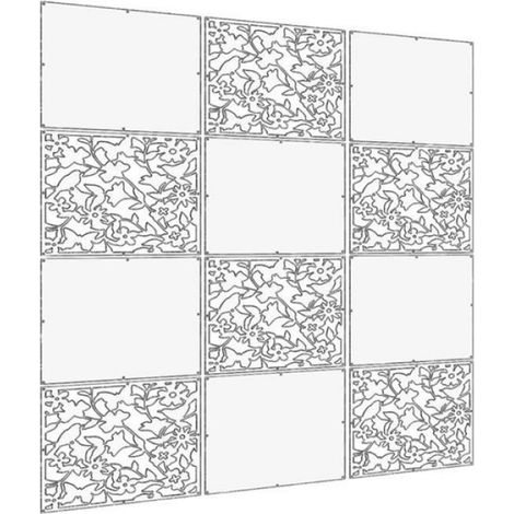 Lot de 12 panneaux décoratifs séparateurs de pièce en PVC à suspendre Blanc+Blanc plein,Séparateur de Pièces pour Mur, Paravent (1/4)
