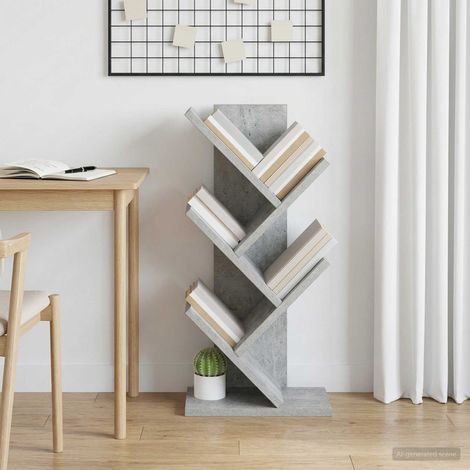 vidaXL Libreria ad Albero 4 Ripiani 30 x 18 x 60 cm Grigio Cemento (1/5)