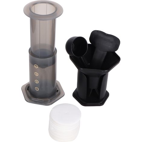 Tragbare French-Press-Kaffeemaschine, Filterkaffeemaschine mit 400 Kaffeepapieren – Schwarz (1/5)