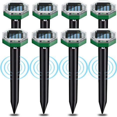 8pcs Solar Ultrasonic Mole Repellent, Solar Ultrasonic Mole Repellent with IP65 Waterproof Rating, Can Be Used in Gardens, Yards and Lawns to Repel Moles (1/5)