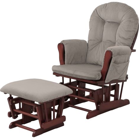 Fauteuil relax HWC-C76, fauteuilàbascule Fauteuil oscillant avec pouf Tissu Velours 320g/m (1/5)