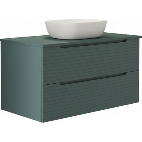 Kibath Mueble de baño con Lavabo BOREAL 100x45 cm acabado Azul Oceano mate 2 cajones suspendido