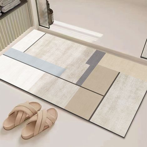 Saugstarker und schnell trocknender Badteppich – rutschfest mit Kieselgur, schmutz- und verschleißfest, 60 x 90 cm (Modell Schwimmendes Licht)-lsw