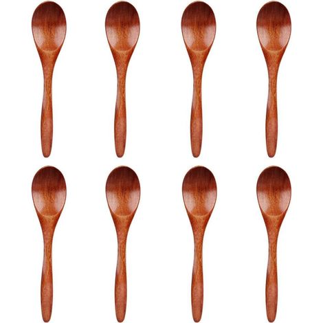 8 Holzlöffel, 14,5 cm – für Honig, Tee, Kaffee, Gewürze – glatt – Küche