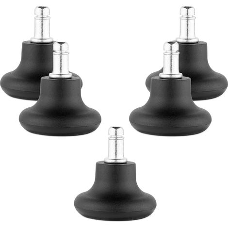 Cloches pour chaise de bureau - Lot 5 embouts remplacement roulettes de chaise 11/22 mm - Pied de siège fixe avec patins pour sol dur (1/5)