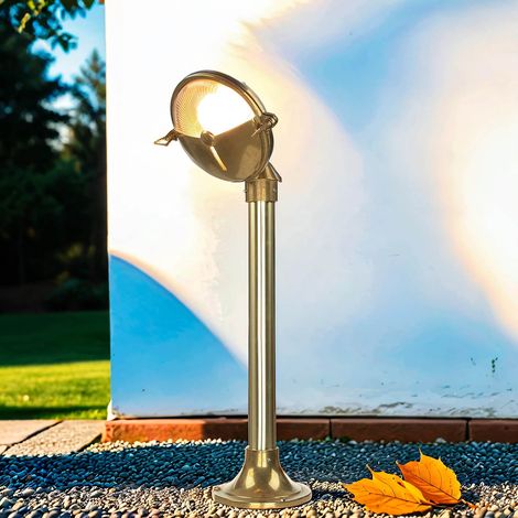 Stehlampe außen IP54 E14 58 cm Echt-Messing Maritim Stehleuchte außen Haus (1/5)