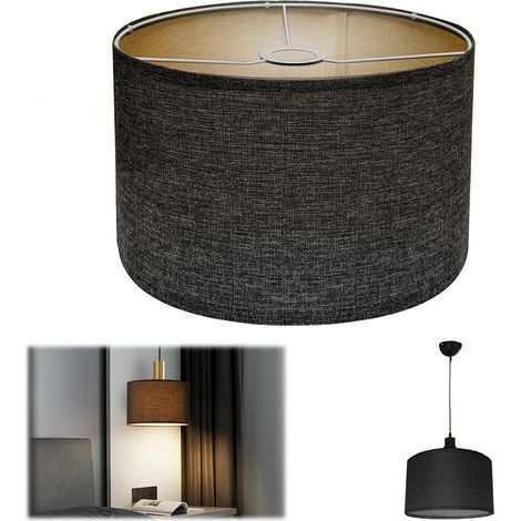 1 Abat-Jour Tissé, 30x30x20 cm, Douille E27, Noir, Pour Lampe De Table, Lampadaire, Chambre (1/5)
