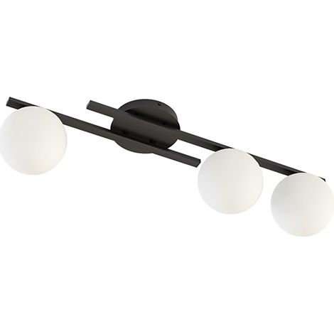 Plafoniera Moderna Nettuno Acciaio Nero Vetro 3 Luci E14 Ip20 (1/5)