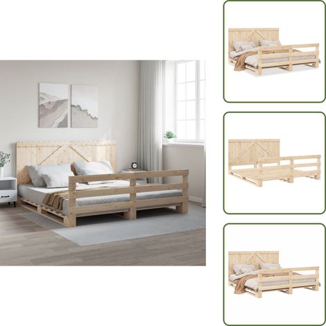 The Living Store Cadre de lit sans matelas avec tête de lit 200x200 cm - Lit Double - Cadre De Lit - Lit En Bois - Lit Design - Literie (1/5)