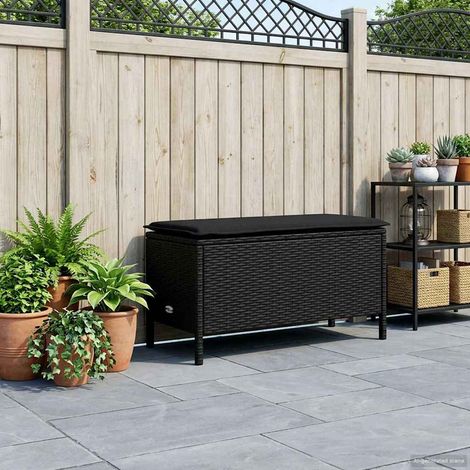 vidaXL Poggiapiedi da Giardino Nero 80 x 38 x 45 cm Rattan in PE