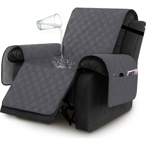 100% Waterproof Relaxing Chair Cover, New Non-Slip Cover with Pocket, Protector for Single Chairs, Sofa Cover for Pets/Children (Grey, 28in/71cm) (1/5)