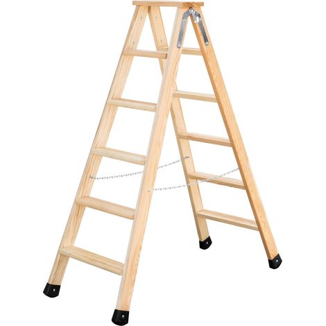 MUNK Holz Stufen-Stehleiter 2x6 Stufen (1/4)