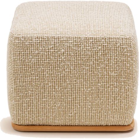 Pouf en Bois et bouclette chinée Pietro ARNEL (1/4)