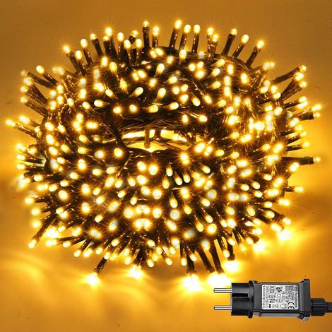 1 guirlande lumineuse 300led, 8 modes, étanche ip44, câble 33m, blanc chaud, intérieur extérieur fête (1/5)
