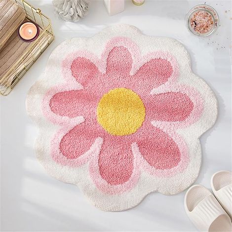 Badematte mit Blumenmuster, rosa Badezimmerteppich für Valentinstag, Schönheits-Badematten, Badteppich, maschinenwaschbar, Blumenteppich, Dusch-Badewannenmatte, Geschenk, ästhetische 60x60CM
