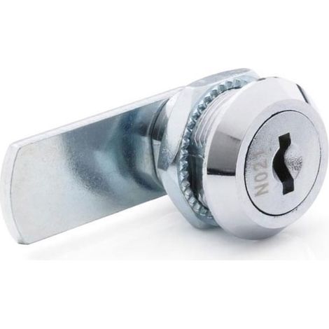 Serrure batteuse chromée – Rotation 90° – Serrage 5 mm – Came droite 35 mm – Livrée avec 2 clés – Ojmar