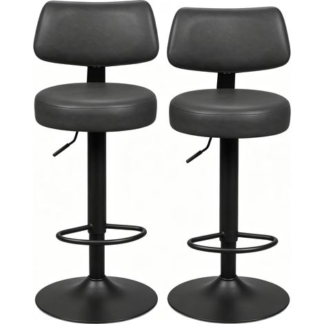 Set di 2 sgabelli da bar regolabili in altezza, in ecopelle e metallo antracite (1/5)