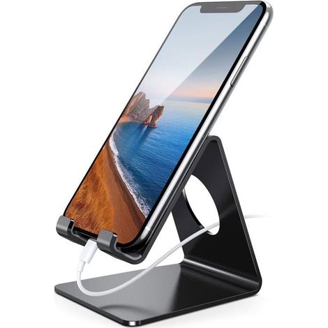 BelleRise - Support de téléphone, station d'accueil pour téléphone - Support universel, berceau, porte-téléphone, noir (1/5)