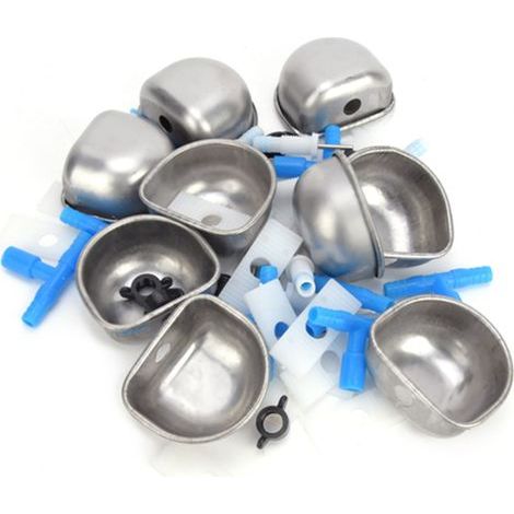 Abreuvoir à lapin automatique Abreuvoir Fix Bol, 10 ensembles Abreuvoir à lapin en acier inoxydable, Accessoires d'alimentation de la cuvette d'eau, pour Marten Fox(Connecteur en T en une pièce)