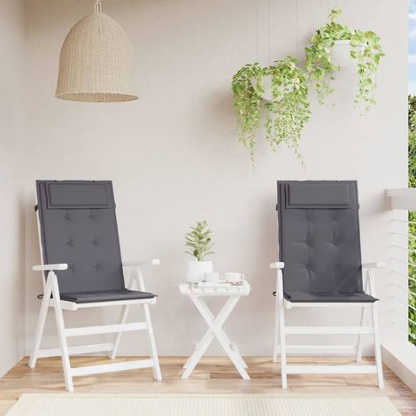 Lot de 2 Coussins de chaise à dossier haut Coussin de siège Coussins pour Fauteuil anthracite BSRHS901727 (1/5)