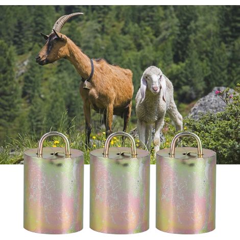 Campana para ganado de alta calidad fabricada en aleación: juego de 3 piezas con aro reforzado y campana audible para vacas, ovejas y animales de granja. (1/5)