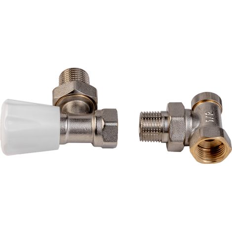 Juego de válvulas de control angular Valx para radiadores de calefacción central, níquel.