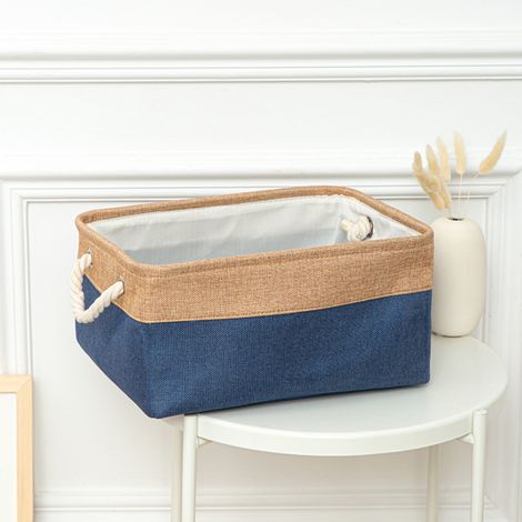 Panier de rangement DECOHOME YJ-HD10E Corbeille Foldable avec anses en corde de coton tissé de lin/coton - Multifonctionnel, Lavable (Largeur: 40 cm, Volume: 15L) (1/5)