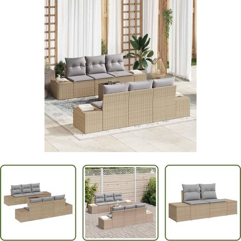 vidaXL Canapé extérieur modulaire - Ensemble de canapé de jardin 8 pcs Beige et gris polyrotin (1/5)