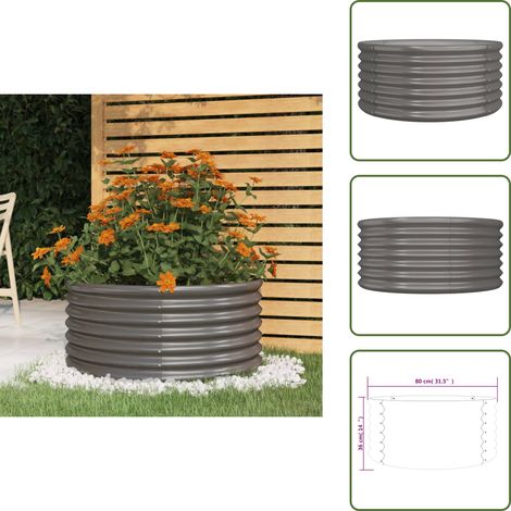 Pflanzkübel Pulverbeschichteter Stahl 80x80x36 cm Grau - Pflanzkübel - Gartendekoration - Balkonpflanzen - Stahltöpfen - Hochbeet (1/5)