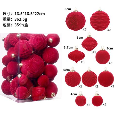 Décorations de Noël, coffret cadeau de 35 boules de Noël floquées de qualité supérieure, pendentif pour sapin de Noël