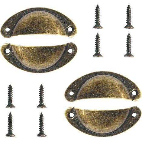 Poignée de Coquille, 4 Pcs Poignée Coquille Rétro, Tiroir Poignée, Poignée de Meubles, pour Penderies, Armoire, Tiroirs (Bronzefarbe) (1/5)