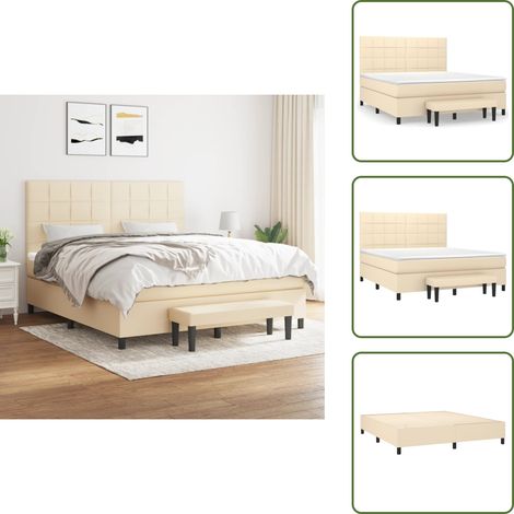 Boxspringbett mit Matratze Creme 180x200 cm Stoff - Boxspringbett - Doppelbett - Cremefarbenes Bett - Bettrahmen - Betten Günstig (1/5)
