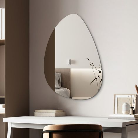 Asymmetrischer Spiegel 65 x 90 cm Asymmetrischer Badspiegel Organischer Wandspiegel Dekorative Spiegel für Badezimmer Wohnzimmer Schlafzimmer Gäste WC