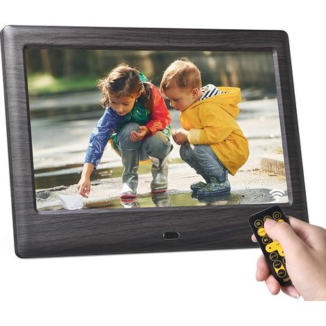 Cadre Photo numérique de 7 Pouces, Lecteur Photo/Musique/vidéo/Calendrier/Alarme, Prise en Charge USB ou Carte SD, Rotation Automatique, avec télécommande