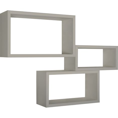 Ensemble de 3 étagères murales, bibliothèque flottante, étagère murale, brun taupe, 45 x 27 x 15,5 cm, 40 x 22 x 15,5 cm et 35 x 17 x 15,5 cm - Triptyque (1/5)