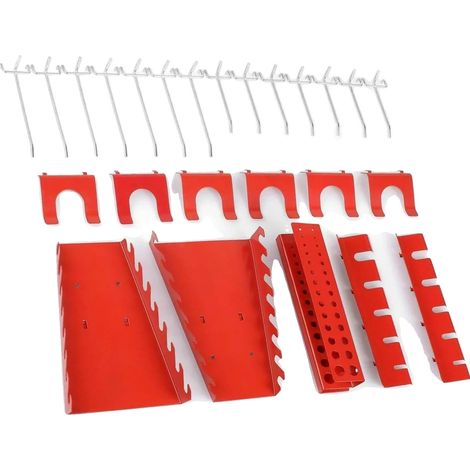 Juego de 25 ganchos metálicos, fabricados en acero de alto contenido en carbono, compatibles con paredes perforadas europeas, con longitudes de gancho de 12,5 cm y 9 cm, ideales para la organización d (1/5)