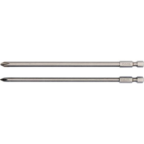 Lange Phillips-Bits PH1 & PH2 1/4" 150 mm, 2-teilig, S2-Stahl