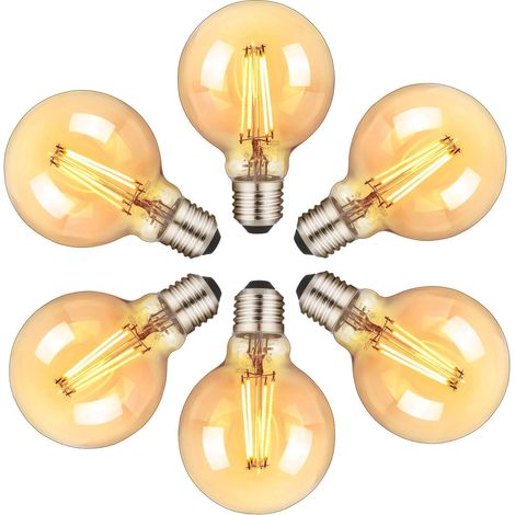 Ampoules LED E27, lot de 6 ampoules Edison vintage 6W (équivalent 60W), 2200K, filament LED blanc chaud, lampe décorative rétro pour la maison, le restaurant, le café, le bar