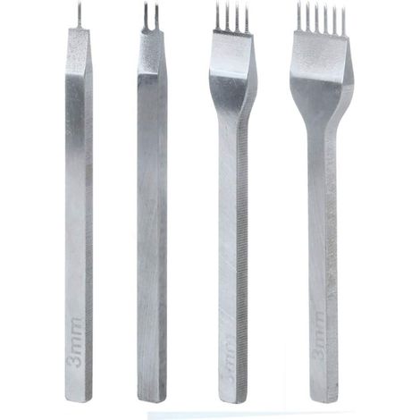 4 Pcs Kit Outils Perforatrice, 4mm DIY Cuir Kit, Outils Perforatrice Artisanat du Cuir Griffe Perforateur, Trou Couture Diamant Laçage, pour Trous de Cuir DIY Artisanat du Cuir (1/5)