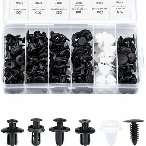 Clips Garniture Intérieure Rivet Clips Plastique Rivet Plastique Fixation Protection Clip Panneau Porte Boucle Boîte 100 Pièces 6 Types Boucle Fixation Automobile Différente Boucle Voiture Générale (1/4)
