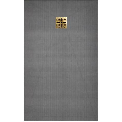 Plato de ducha alicatable 120x90cm Desagüe horizontal rejilla oro cepillado