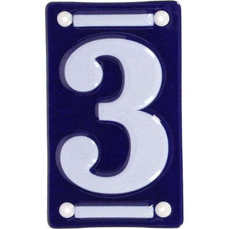 Numéro de maison en fer émaillé Chiffre 3 (1/2)
