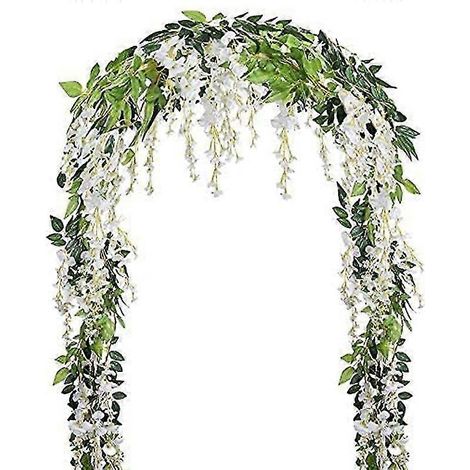 2 guirlandes de glycine artificielles de 2,13 m (7 pi), guirlandes de fleurs en rotin pour l'extérieur (1/5)