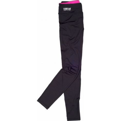 Leggin tobilleras de cintura alta reforzada de interior WORKTEAM Sport XL Negro+Rosa Fluor (1/3)