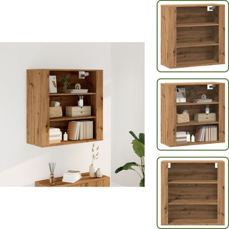 Armoire murale chêne artisanal 80x33x80 cm bois d'ingénierie - Armoire Murale - Armoires Murales - Armoire Suspendue - Vitrine Murale (1/5)