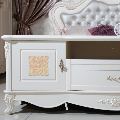 Lot de 4 magnifiques appliques décoratives en bois sculpté à motif floral, pour meubles et accessoires de porte de jardin. (1/5)