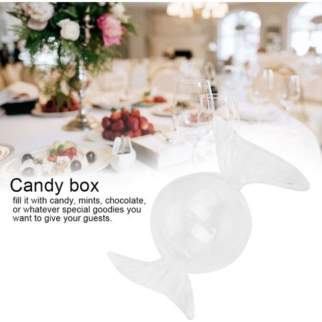 12 boîtes cadeau mariage en plastique transparent forme bonbon, étuis à dragées pour invités, coffrets de fête en sucre, lot de 12 pièces (1/3)